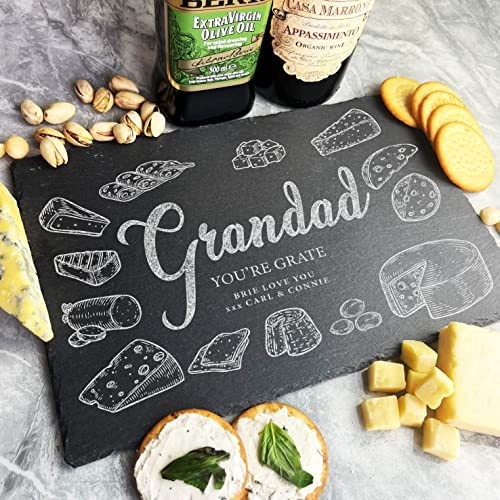 Fingerprint Designs Grandad You're Grate Father's Day Birthday Personalised Slate Cheese Board