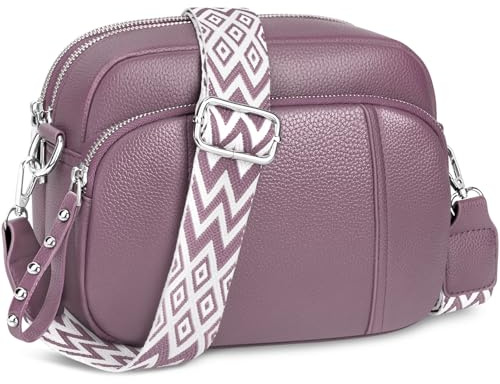 JUYANO Crossbody Bag Damen Handtasche Umhängetasche Leder, Kleine, mit Breitem Gurt, Stylisch, mit Kartenschlitz, Abnehmbar, Schultergurt