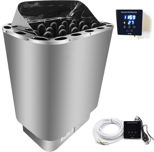 MKYOKO Poêle de Sauna en Acier Inoxydable avec capteur de température Poêle 220V avec Commandes tactiles, Salle de Sauna Spa à Domicile, pour Spa d'intérieur à Domicile,6KW