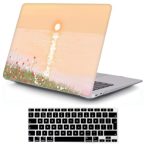 MOKASE Hülle Kompatibel mit MacBook Air 13 Zoll 2021 2020 2019 2018, M1 A2337 A2179 A1932 mit Touch ID, Plastik Hart Schale Fall & Tastatur Abdeckung für MacBook Air 13,3 Zoll, Sunrise Yellow