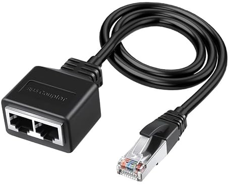 RJ45 Ethernet Kabel Splitter 1 auf 2 Netzwerkadapter, Ethernet Splitter LAN Anschluss