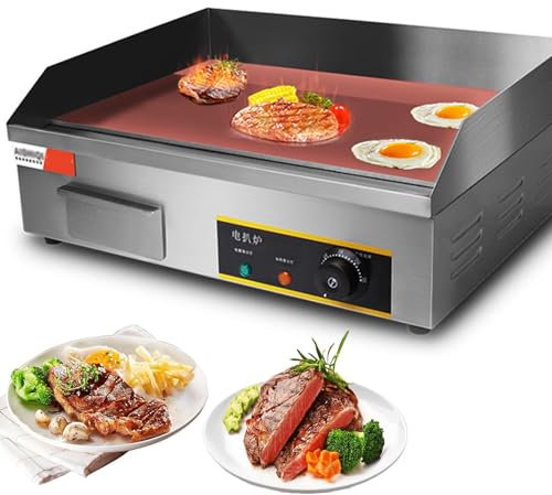 RUYICZB Plancha Cocina Eléctrica Profesional BBQ 2900W 55X35 Cm Plancha Barbacoa Acero Inoxidable Antiadherente Control Termostático Ajustable para Hogar O Lugares Comerciales