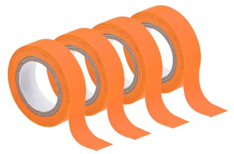 sourcing map 4 Rollos de Cinta Adhesiva de Tela de Gaffers Neon, 0.6 pulgadas x 16.5 pies Cinta que Brilla en la Oscuridad Cinta Adhesiva Fluorescente Luz Negra, Naranja