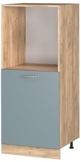 Vicco Herdumbauschrank R-Line, Blau-Grau, 60 cm | Backofennische auf komfortabler Höhe · 2 Einlegeböden · Höhenverstellbare Füße · 1 Tür · Einfache Integration ✓