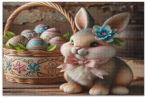 1000 Teile Puzzles, Osterhase mit Eiern, lustiges Puzzle, weißer Elefant, Geschenkideen, fertige Größe 29,5 x 19,7 Zoll