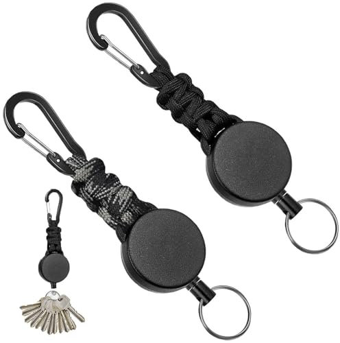 HiyyFloy Paracord-schlüsselanhänger Karabiner, 2 Stück, Geflochtenes Paracord-Lanyard Karabinerhaken, Karabiner-Clips, Einziehbarer Schlüsselanhänger Für Den Außenbereich