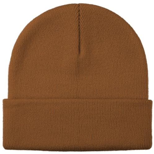 Glooarm Wintermütze für Herren und Damen, warme Mützen, Acryl-Strickmütze mit Bündchen, Braun, Einheitsgröße