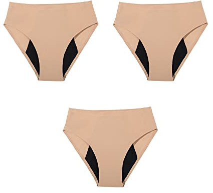 Culottes Menstruelles Absorbantes Et Anti-Fuites pour Femmes Sous-Vêtements De Protection Post-Partum Taille Mi-Haute Lot De 3 Abricot Taille L