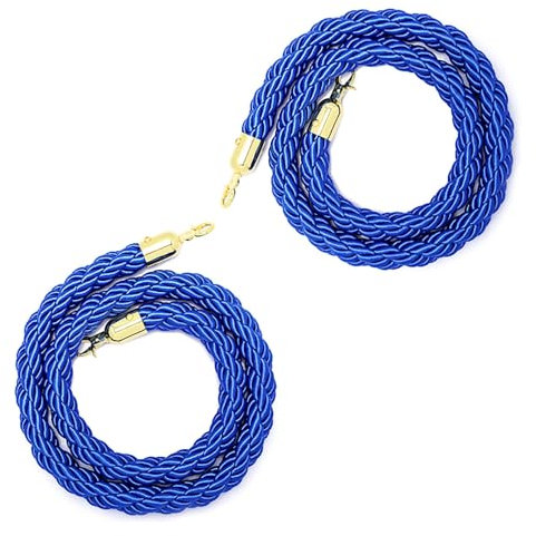Absperrseile Absperrkordel Weiße, rote, blaue Warteschlangenseile, 2er-Pack Absperrseile zur Massenkontrolle mit goldenen Haken – 120 180 220 280 320 380 CM Rungenschnur für Teppichshows/Kunstausstell