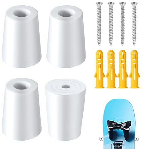 lasuroa 4pz Porta Sci Verticale, Supporto da Parete per Sci con Viti Tasselli di Espansione Porta Snowboard Verticale per Riporre e Mostrare in Modo Sicuro i Tuoi Sci Snowboard(Bianco)