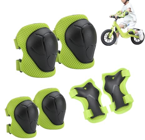 Knieschoner Kinder Schoner Inliner Schützer 6er Protektoren Knieschützer für Skateboard Knie und Ellenbogenschützer mit Handgelenkschutz Schutzausrüstung Set für Mädchen Jungen 2-14 Jahre (grün)