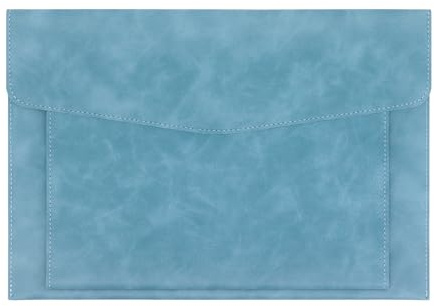 Buwico A4 Leder Dokument Ordner, PU Umschlag Datei Organizer, Reise Portfolio Halter - Bequeme Dual-Layer-Hochkapazitäts-Dateitasche für Büro, Business, Schule und Reisen (Blue)