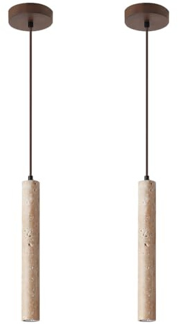 YUPIN Retro Huangdong-Stein Vintage Pendelleuchte Wabi-sabi Natürlich Stein Nachttischlampe Hängelampe G9 Rustik Hängeleuchte Lampen Für Schlafzimmer Kücheninsel Wohnzimmer Restaurant Leuchte(2-light)