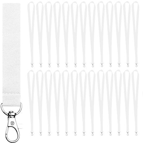 VERY IMPORTANT RUNNER - Lanyard med metallkrok för ID-kort och nycklar - Halsband i polyester 2 cm bred och 46 cm lång - Nyckelband och kortband för kontor, event och skola (Vit, 20 stycken)