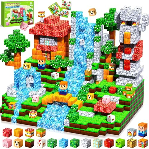 Pourbibi Bloques Magneticos Construccion Niños,Magneticas Niños,Juguetes Niños 3 Años,Piezas Construcciones Magneticas,Juguete Creativo Montessori para 3 4 5 6 7 8 9 10 Años
