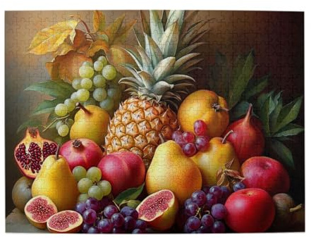 Zenorix Realistic Fruit Still Life 500 Pieces of Adults Wooden Puzzles, Oil Painting Styles with Vibrant Colors, Brain Challenge,Wooden Puzzle for Fruit Enthusiasts & Art Collectors