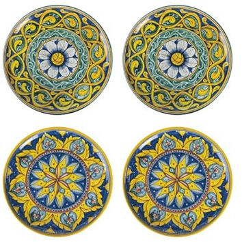 Lot de 4 assiettes à pizza en porcelaine - Extra larges - Diamètre : 33 cm - Élégantes assiettes plates en provenance d'Italie - Belle vaisselle en tant que set