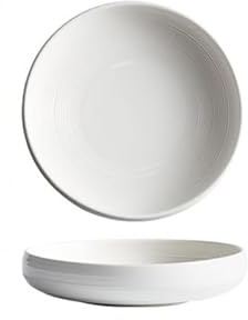 Assiette Bol à nouilles en céramique blanche for escargots, 8,5 pouces, for la cuisine, simple, créatif, peu profond, for soupe, grande salade de fruits Vaisselle(8.5 in)