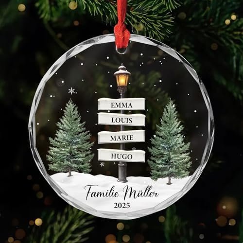 Geschenke Mall Personalisiertes Ornamente - Die Familie - Weihnachtskugel mit Namen, personalisierte weihnachtsdeko, Glas Weihnachtsschmuck (Modell #1)