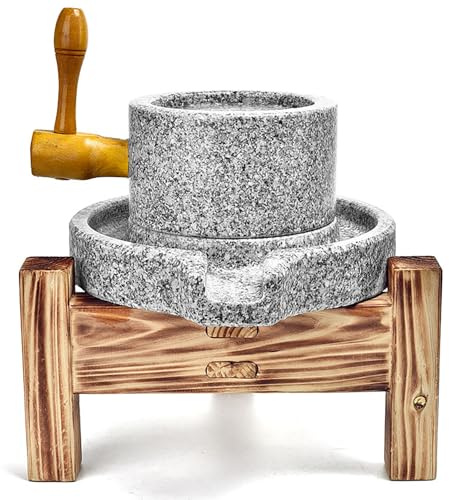 Mulino A Pietra Mulino A Mano Per Cereali,Mulino A Mano Fatto A Mano Per Uso Domestico,Con Cornice In Legno,Polverizzatore Di Cereali,Per Ristoranti E Per L(22cm/8.7in)