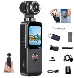 5K HD Handheld Camcorder, Pocket Vlogging Camera with 270° Rotation | 16MP Photo, WiFi, Touchscreen,Fill Light, Autofocus & EIS for Travel,Biking and POV Sports & Vlog (32G)