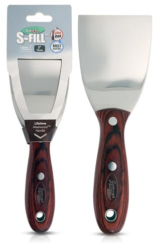 Axus Decor S-Fill (Grey Series) Stainless Steel Flexible Filling Knife, Filler - Putty Knife for Professional & DIY Projects - Anti Rust Blade and Ergonomic Aleetwood Handle - 3 Inch/ 75mm