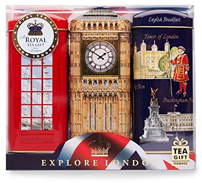 Ahmad Tea London Collection | Explore London Tea Caddy | English Breakfast Tea | London Souvenir Tea Gift | | 3 Collectible London Landmark Tea Caddies | 3 x 20 Teabags