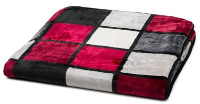 Gözze - Weiche Kuscheldecke, Cashmere Feeling, Hohes Stoffgewicht 500 g/m², Antigua, 150 x 200 cm - Rot/Bordeaux/Schwarz/Weiß