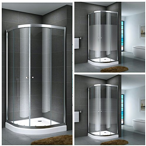 Duschkabine Viertelkreis Eckdusche Duschabtrennung Glas Runddusche Fulda 14 cm, Größe:100 x 100 x 190 cm, Dusche_Amazon:Teilsatiniert | mit Duschtasse & Ablauf
