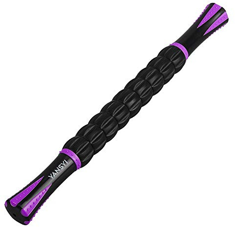 YANSYI Professional 9-Roller Deep Tissue Massage Stick - Portable Muscle Recovery Roller for Athletes, Relieves Post-Workout Soreness & Leg/Back Pain - Portable Physio Tool (Purple)