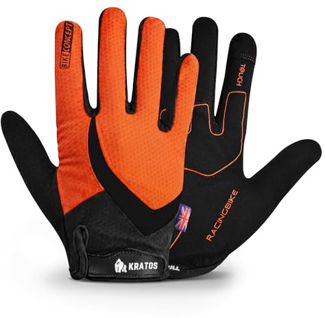 Kratos Cycling Gloves for Men and Women, Shock Absorbing Gel Padded Mountain Bike Gloves - Anti Slip & Breathable MTB Gloves with Adjustable Hook and Loop Fastening
