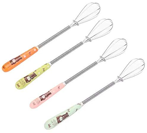 Bontannd 4 Pcs Mini Fouet | Mouettes De Cuisine À Petit Fil - Petites Tailles Fais pour Faciliter L'action De Fouillage (Couleur Aléatoire)