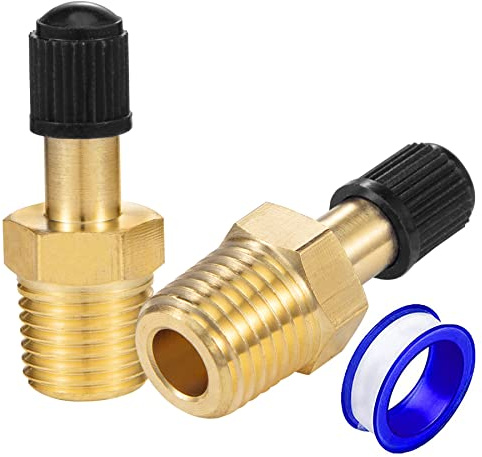 Breezliy 1/4 Inflation Schrader Valve with Push to Connect for 1/4 OD Air Line Tubing and Air Spring Suspension for Semi Truck Trailer Tractor