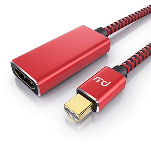 CSL - 4k Mini DisplayPort zu HDMI 2.0 Adapter – Mini DP Kabel – 4k@60Hz - Thunderbolt - Audio und Video – kompatibel mit Apple Lenovo Surface - rot