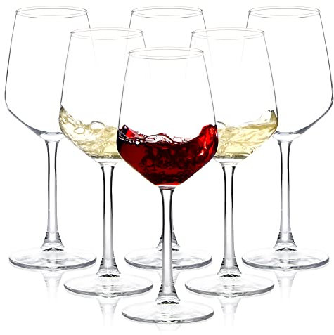 SHYRC Wine Glasses Set of 6, 12oz Clear Red/White Wine Glasses, Long Stem Glasses for Party, Wedding and Home