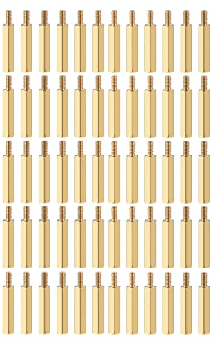 YOKIVE 50Stk M2.5 Standoff Schrauben Messing Sechskant PCB Abstandshalter Halten Höhe Einheitlich Groß für Hauptplatine (Gold Ton 20mm+6mm)