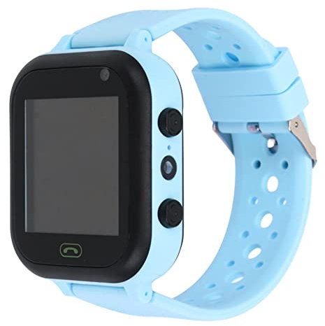 Reloj de Voz Inteligente para Niños, Reloj de Alarma Inteligente de Alta Definición IP67 Rastreador a Prueba de Agua Podómetro Estudiante de Llamada Dual para Viajes (Azul)