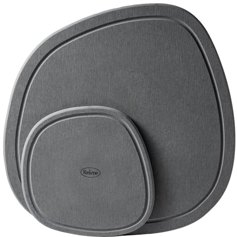 Relime Sottovaso per Piante, Asciugatura Rapida e Facile irrigazione, vassoi per Piante per vasi con Design Naturale e Pratico, Confezione da 2 piattini Irregolari, Grigio Pietra (Piccolo e Grande)