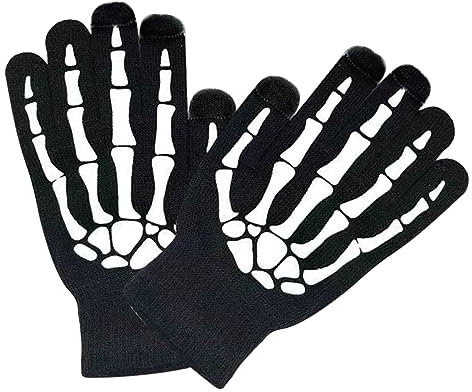 Toddmomy 1paar Leuchtende Halloween Skelett-Handschuhe Warme Vollfinger-Handschuhe Für Outdoor-aktivitäten Stylische Und Atmungsaktive Für Partys Und Fahrten