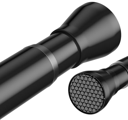 Fvonzn Tension Rods for Windows 28 to 48 Inch - Black Tension Curtain Rod | Spring Tension Rod, No Drill, Non Slip, Adjustable Curtain Rods