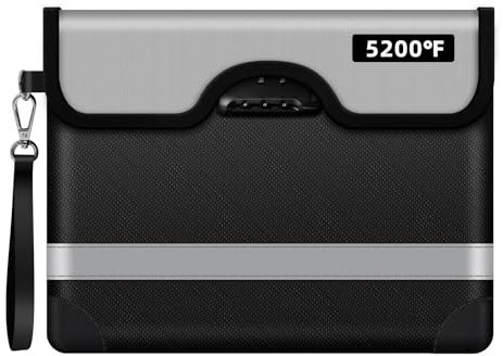 5200°F feuerfeste Geldtasche mit Schloss, feuerfeste Dokumententasche mit Reißverschluss und reflektierendem Streifen, feuerfeste sichere Aufbewahrungstasche mit Schloss(34x25cm)