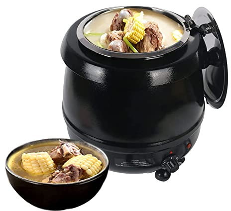 ANSNOW Olla de Sopa de Barril de Avena con Aislamiento de 10 Litros, Función de Aislamiento Térmico, Olla de Cocción Lenta, Olla de Vapor, Olla de Acero Inoxidable, Utilizada en la Cafetería/Negro
