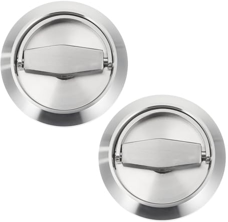 Mikikit Maniglia Porta Invisibile Incasso in Acciaio Inossidabile 304 Serratura Rotante 360° Per Porte Scorrevoli Bagno E Armadi Design Nascosto E Antiruggine 2 Pezzi 2.91 Inch