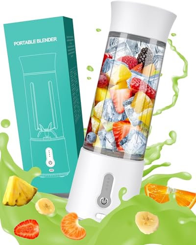 CHEYLIZI Portable Blender, Smoothie Blender, USB Rechargeable 4000mAh Mini Shakes Blender, 500ml BPA Free Traveling Fruit Veggie Baby Food Juicer Cup, 6 Blades Electric Blender for Travel Kitchen Gym