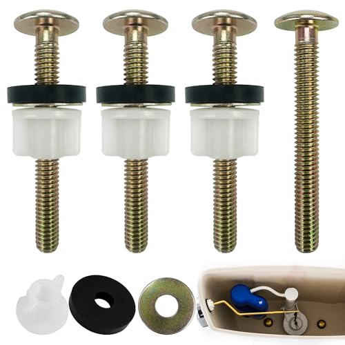 Lot de 4 Fixation d'abattant WC avec avec Écrous en Plastique et Rondelles Métalliques,Longueur 74mm,Vis en Métal léger Toilette Toilette Outil de Fixation du Réservoir d'Eau Accessoire de Montage
