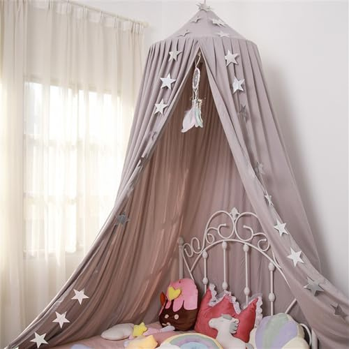 ENEN Betthimmel Babybett Moskitonetz Baldachin Kinderzimmer Mädchen Prinzessin Kinderbett Hängende Kuppel Moskitonetz Bettvorhang Kinder Spielzelte Kuschelecke Deko - Höhe 270 cm (Hellgrau)