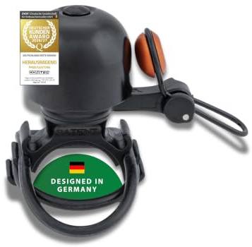 CONTEC Fahrrad-Klingel Diamond Bing, Bike-Glocke, Bell, Gummi-Ring, 26 mm Durchmesser, Universal-Halterung, verstellbar, laut, Messing