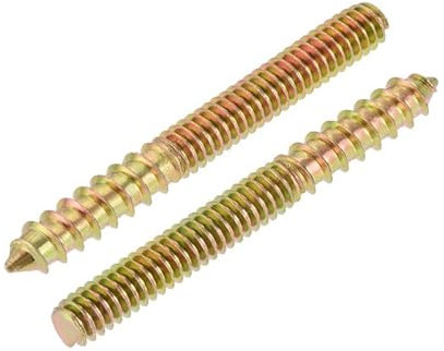 MIKFESPO 20pcs 1/4-20 X 2-1/4 Hanger Bolts Double Head Dowel Screw For Wood Furniture