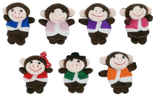 Pupazzo di scimmia, pupazzi di dita di scimmia per bambini, 7 giocattoli di peluche per dita | per l'apprendimento del della storia, gioco di burattini da per feste, d