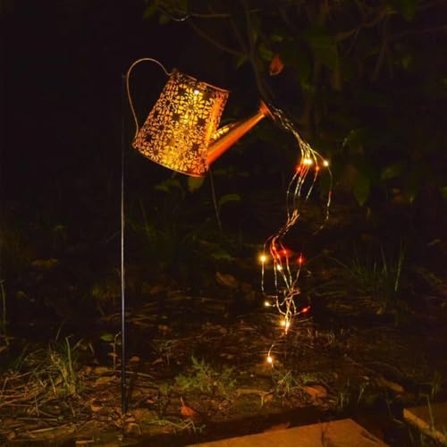 Vencier Solar Watering Can Light with LED String Lights, Waterproof Dual Mode Garden Pathway Lantern for Patio, Yard, and Plant Decoration (Multicolour)